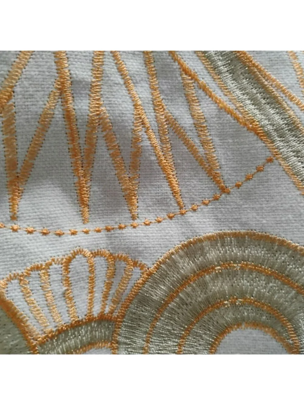 Rodeo Home Art Deco Embroidered Pillow Cover Cream & Gold Geometric 19